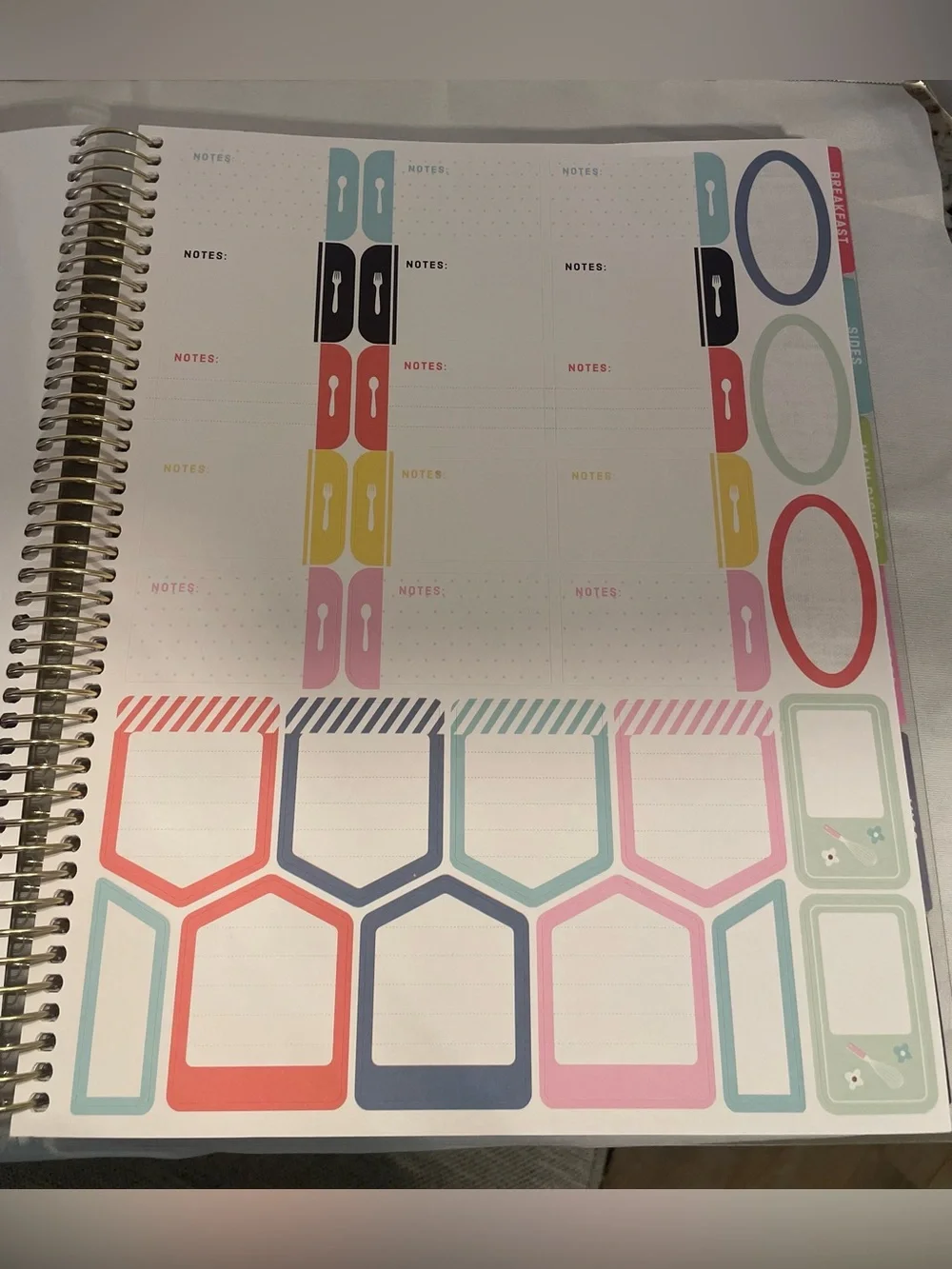“Let’s Cook” recipe binder, spiral kitchen planner w/stickers & tabbed sections